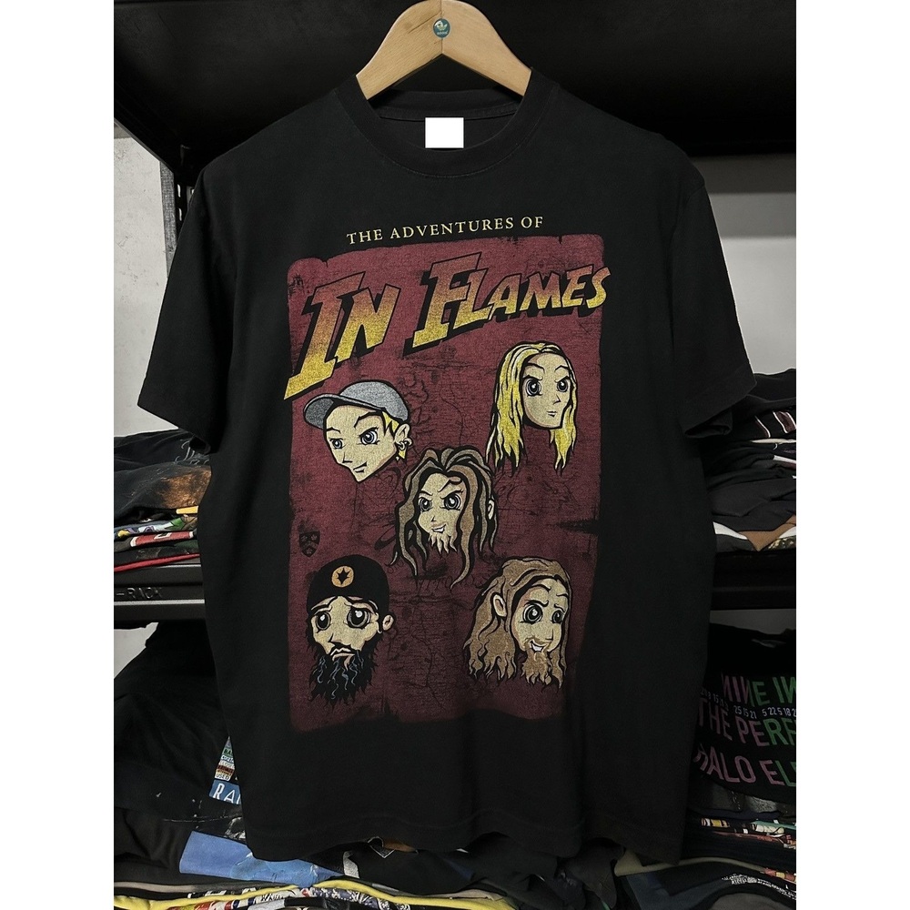 Retro In Flames Swedish Heavy Metal Band Faded Tee Short Sleeve T Shirts